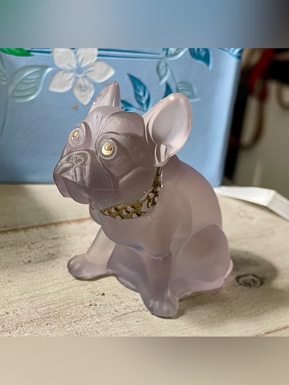 *RARE* Vintage Translucent Lilac Frosted Glass French Bulldog -Westmoreland (?)
